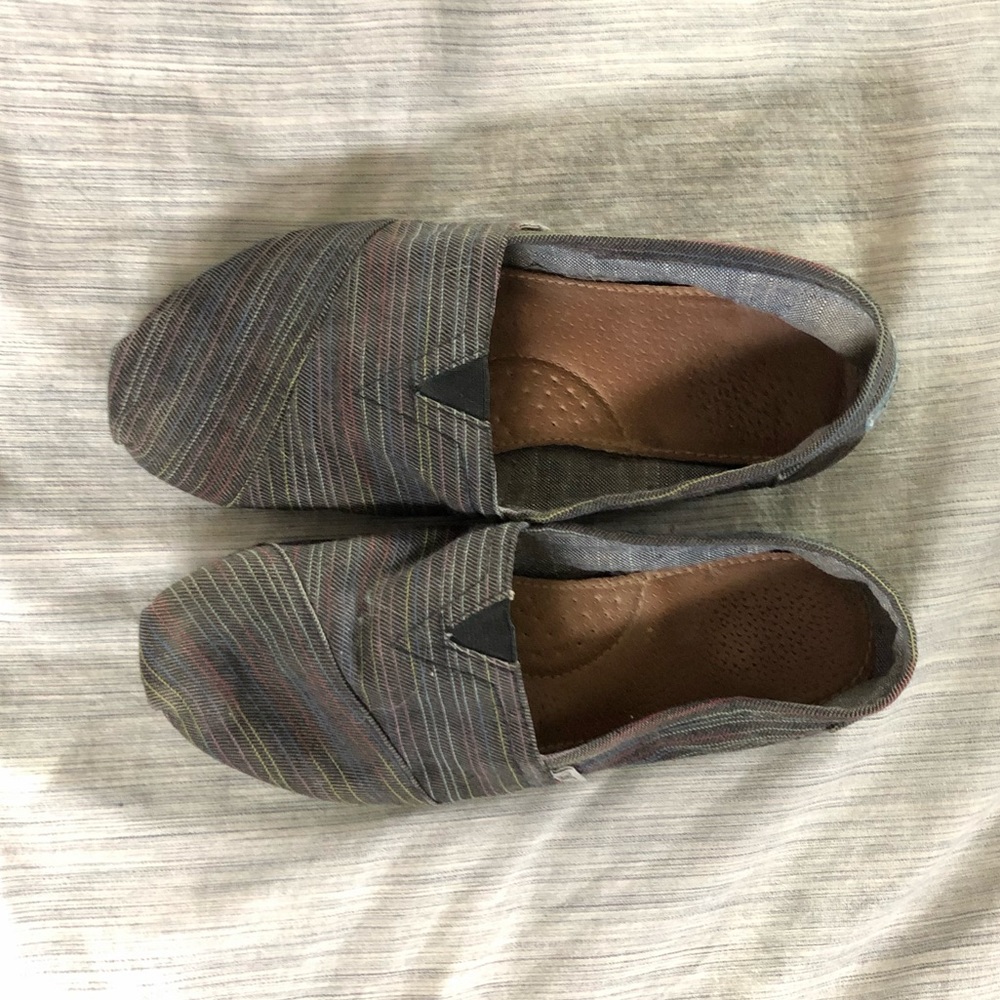 Multicolor TOMS with neon green soles
